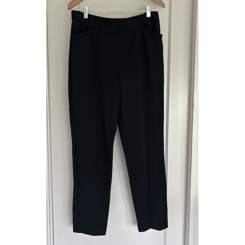 J Jill BLACK  Ponte Knit Pull On Slim Leg Pants Size Medium Office Casual